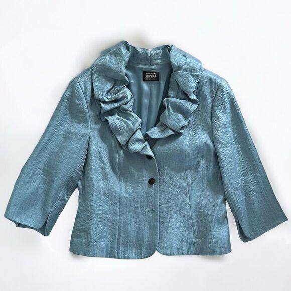 Adrianna Papell Evening Essentials Bolero 3/4 Sleeve Jacket Blue - Picture 1 of 6